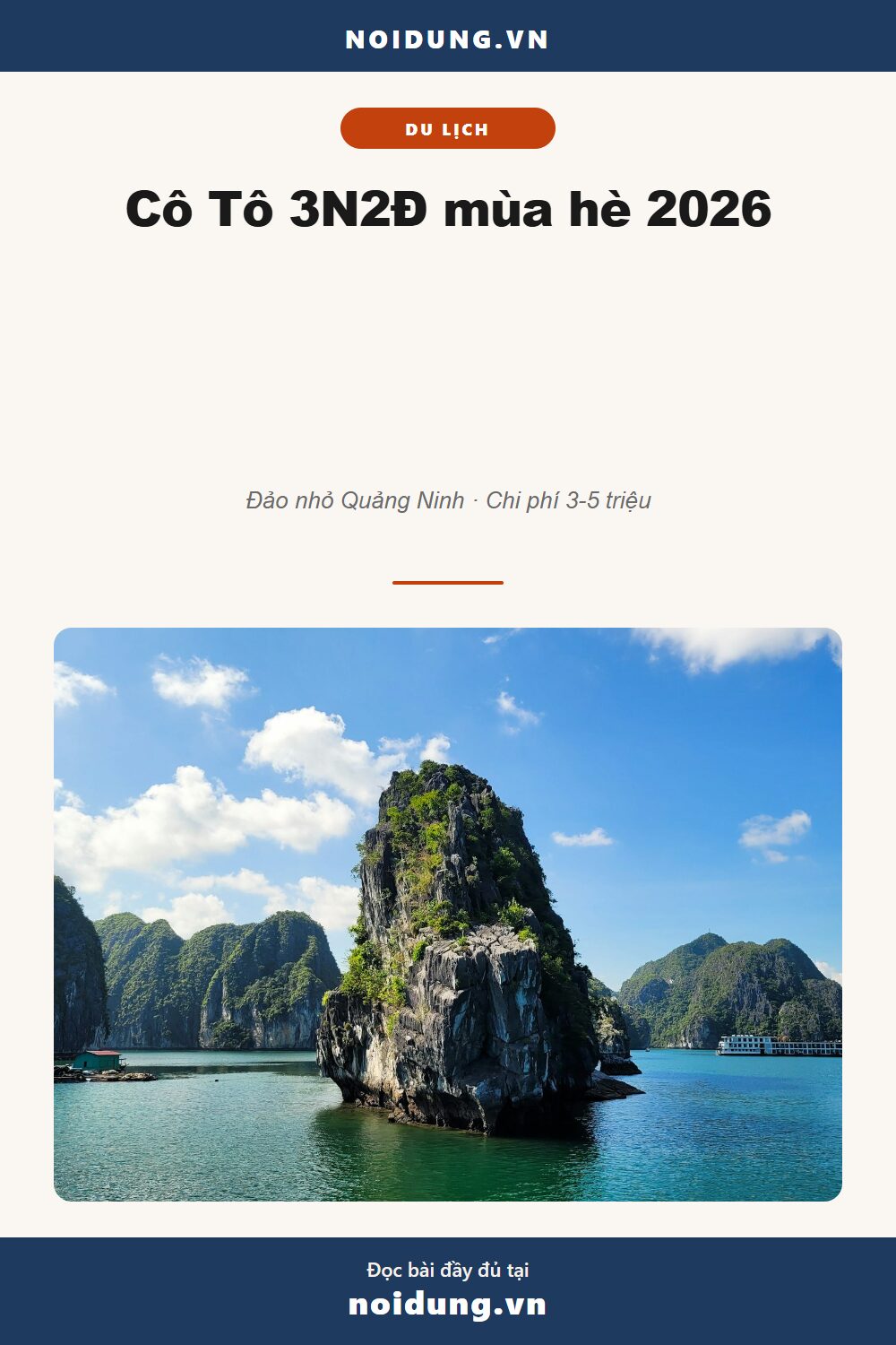 Cô Tô 3N2Đ mùa hè 2026 — Pinterest pin